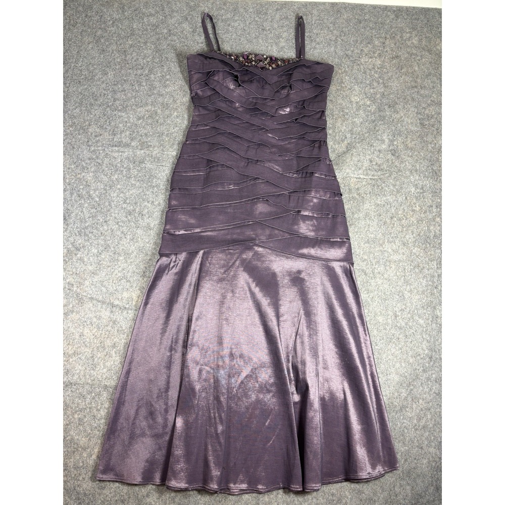 KM Collections Milla Bell Woven Mermaid Taffeta Dress Beaded Gown Prom Women's 8